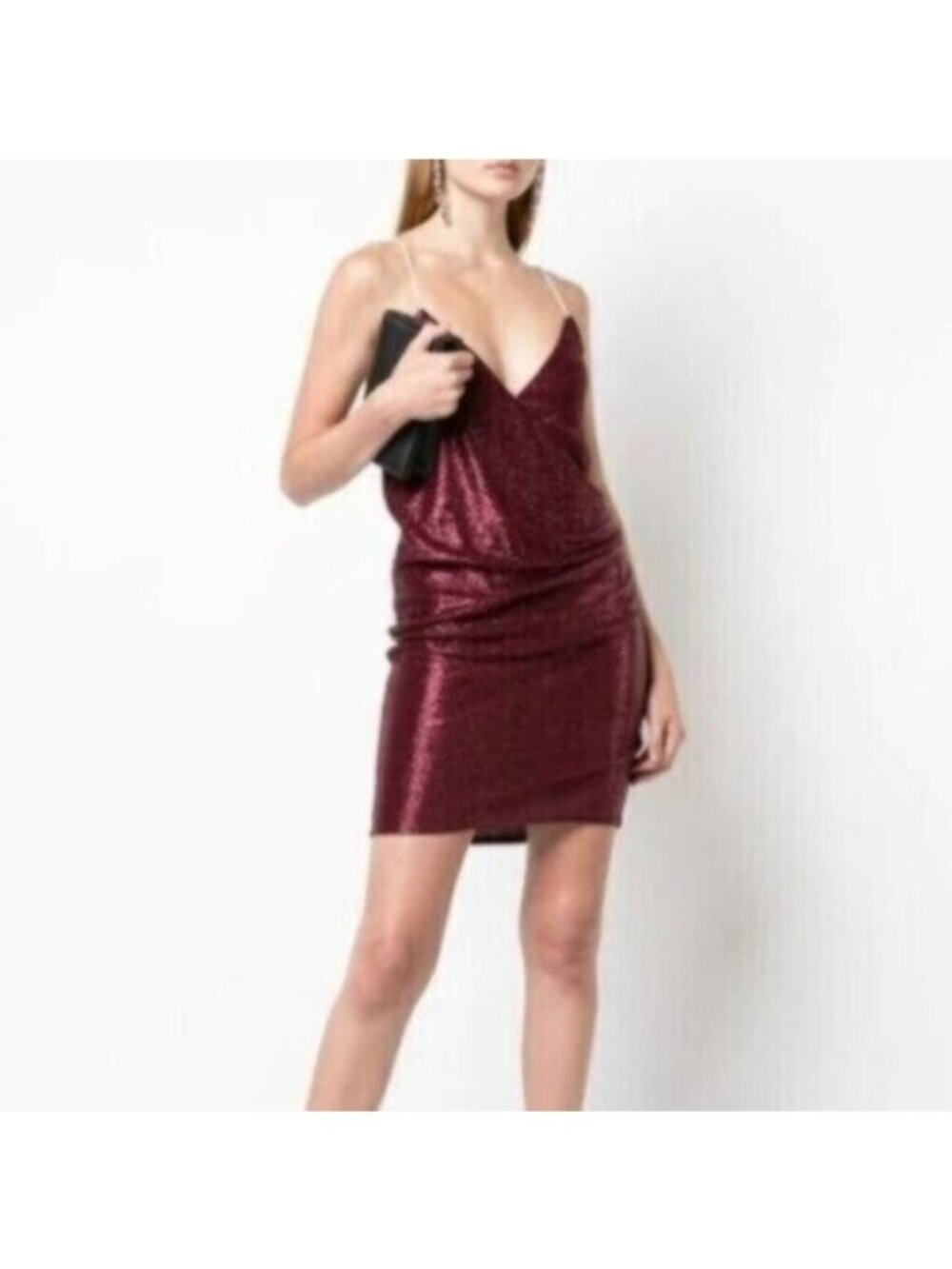 Michelle Mason Crystal Strap Mini Dress XS NEW Burgundy Red Cocktail Party Glam